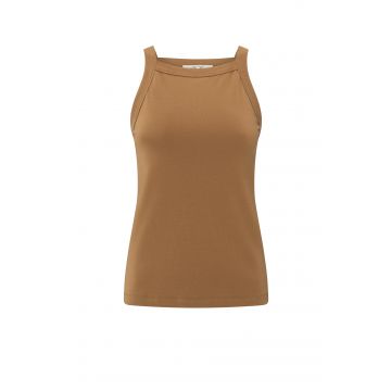YAYA Mouwloze top met rechte hals Cognac foto 1