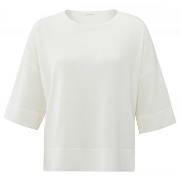 YAYA Oversized fine knitted t-shirt Wit foto 1