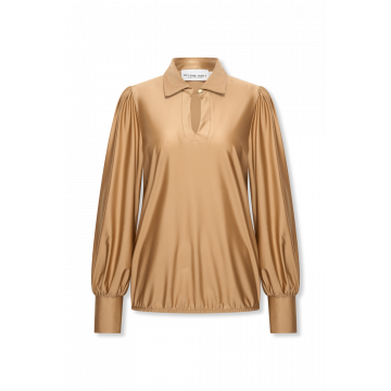 Helena Hart Top Seda Glans Camel foto 1