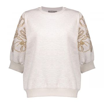 Geisha Sweater short sleeve embroidery Crème foto 1
