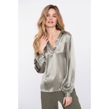 Geisha Satin blouse Groen foto 1
