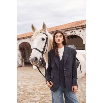Summum Blazer boyfriend Pinstripe Blauw foto 1
