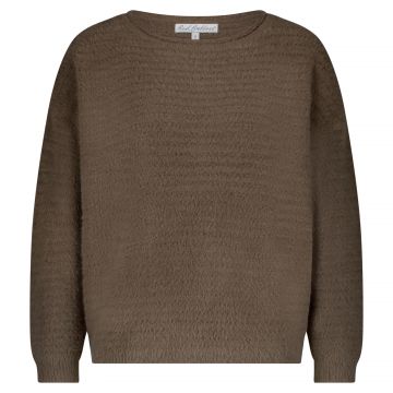 Red Button Fluffy ajour sweater Taupe foto 1