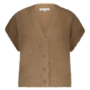 Red Button Sleeveless fuzzy Camel foto 1