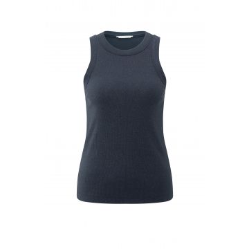 YAYA Rib singlet with metallic coat Navy foto 1