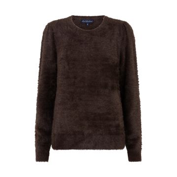 Red Button Fuzzy puff sleeve Bruin foto 1