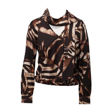 K - Design V-hals top met sjaaltje & design Multi Colour foto 1