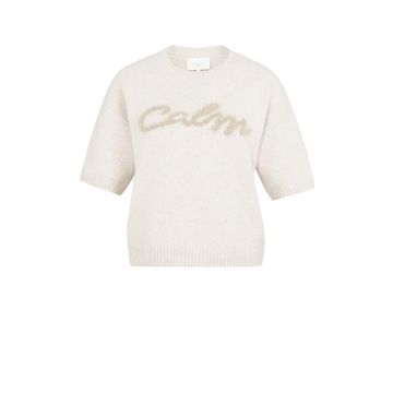 YAYA Sweater with fluffy text Grijs foto 1