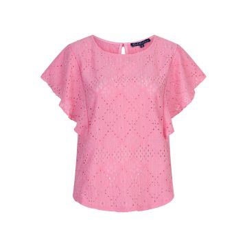 Red Button Top ajour ruffle sleeve Roze foto 1