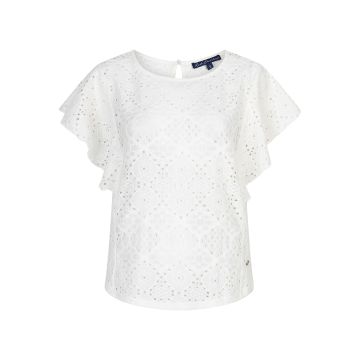 Red Button Top ajour ruffle sleeve Ecru foto 1