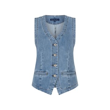 Red Button Waistcoat Denim Blauw foto 1