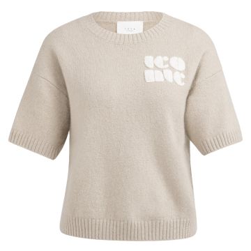 YAYA Knitted sweater with artwork Beige foto 1