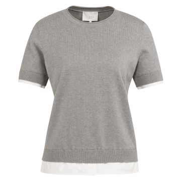 YAYA Knitted top with double hem Grijs foto 1