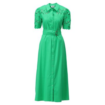 K - Design Maxi jurk mrt design en borduursel Gras Groen foto 1