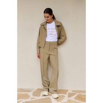 YAYA Trousers with stitched details Kaki foto 1