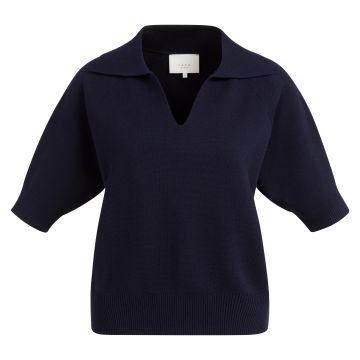 YAYA Knitted short sleeve sweater Navy foto 1