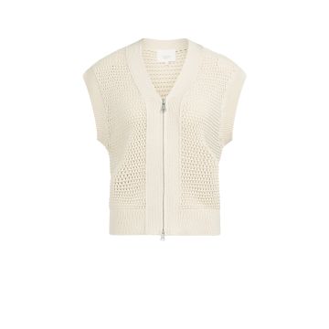 YAYA Mesh stitch s/s cardigan with zipper Beige foto 1