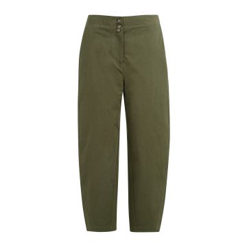YAYA High waist barrel leg trousers button detail Army Groen foto 1