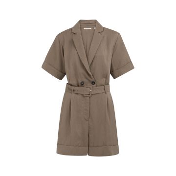 YAYA Woven loose fit playsuit with double breasted Bruin foto 1