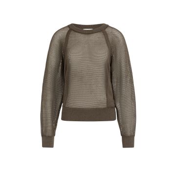 YAYA Mesh stitch raglan sweater Bruin foto 1