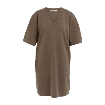 YAYA Jersey v-neck dress with washed outlook Bruin foto 1