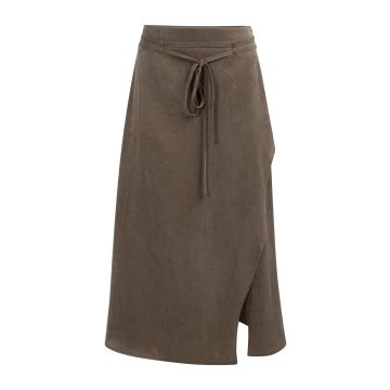YAYA Woven midi skirt with wrap effect Bruin foto 1