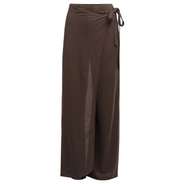 YAYA Jerseybroek met wijd model en wikkellook Bruin foto 1