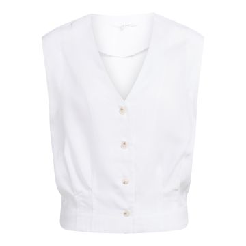 YAYA Mouwloze blouse met plooien en stretchzoom Wit foto 1