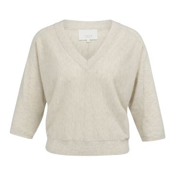 YAYA V-hals trui met zichtbare naden Beige foto 1