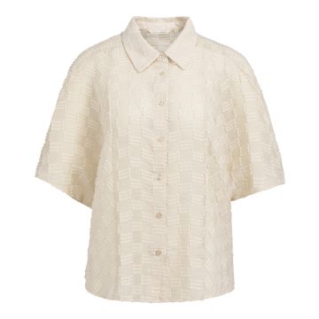 YAYA Jacquard blouse met korte mouwen Beige foto 1