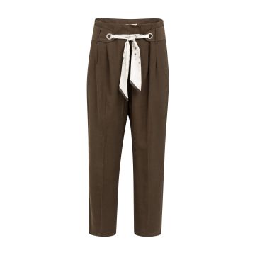 YAYA High-waist rechte broek met sjaalriem detail Bruin foto 1
