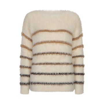 Red Button Fuzzy sweater & stripe Bruin foto 1