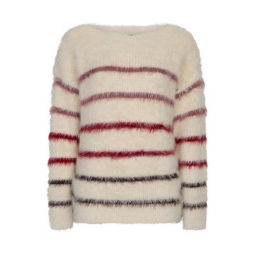 Red Button Fuzzy sweater & stripe Bordeaux rood foto 1