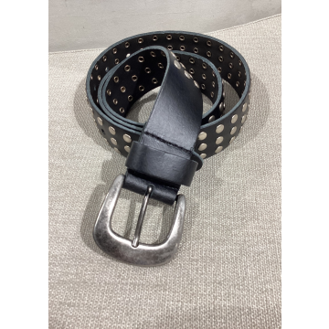 Trezz Riem 4cm met 3rijen studs Zwart foto 1