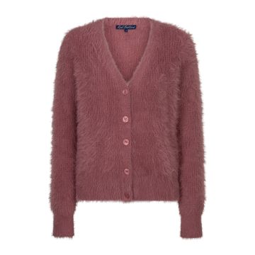 Red Button Cardigan fuzzy Mauve foto 1