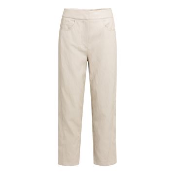 YAYA Kunstleren broek met wortelmodel en siernaden Beige foto 1
