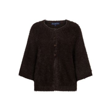 Red Button Cardigan fuzzy poncho Espresso foto 1