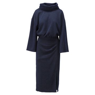 K - Design Midi jurk met krijtstreep fantasie Navy foto 1