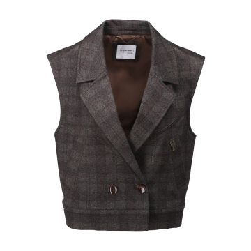 K - Design Gilet met motief Bruin foto 1