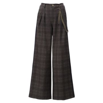 K - Design Broek met ruitjesmotief & strepen Bruin foto 1