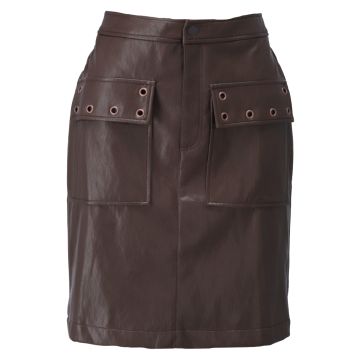 K - Design Korte rok in lederlook met fantasie Bruin foto 1