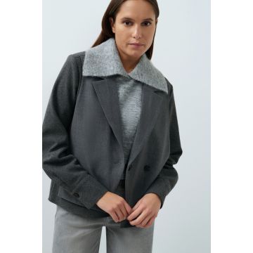 YAYA Geweven, losvallende blazer met contrasterende stof Grijs foto 1