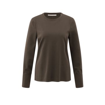 YAYA Jersey top met lange mouwen en geweven manchetten Bruin foto 1