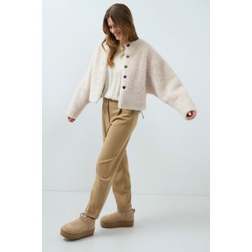 YAYA Oversized korte jas van imitatiebont Beige foto 1