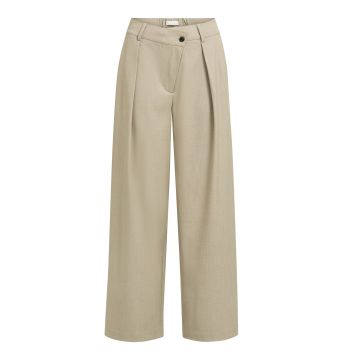 YAYA Geweven broek met wijde pijpen en een symmetrische gulp Beige foto 1