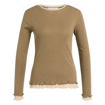 YAYA Top met lange mouwen en dubbellaags effect Camel foto 1