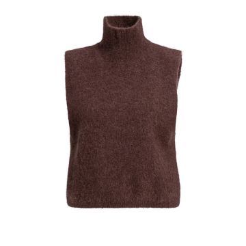 YAYA Mouwloze trui met hoge hals Bordeaux rood foto 1
