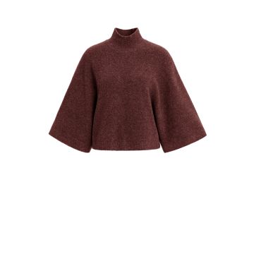 YAYA Trui met hoge hals en wijde mouwen Bordeaux rood foto 1