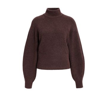 YAYA Trui met hoge hals en wijde mouwen Bordeaux rood foto 1