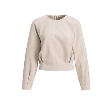 YAYA Flanellen top met lange mouwen en plooien Beige foto 1